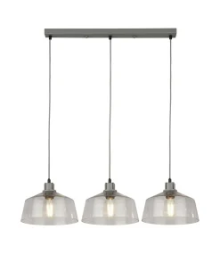 Searchlight Hängelampe Vintage B: 80 cm Grau Klar 3-flammig E27< Hängelampen|Wohnzimmerlampen