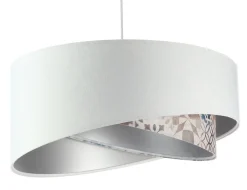 BPS Koncept Hängelampe Weiß Beige Silber E27 Ø 50 cm Stoff Velours Optik< Bürolampen|Schlafzimmer Lampen