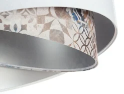 BPS Koncept Hängelampe Weiß Beige Silber E27 Ø 50 cm Stoff Velours Optik< Bürolampen|Schlafzimmer Lampen