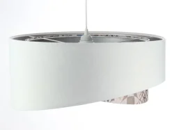 BPS Koncept Hängelampe Weiß Beige Silber E27 Ø 50 cm Stoff Velours Optik< Bürolampen|Schlafzimmer Lampen