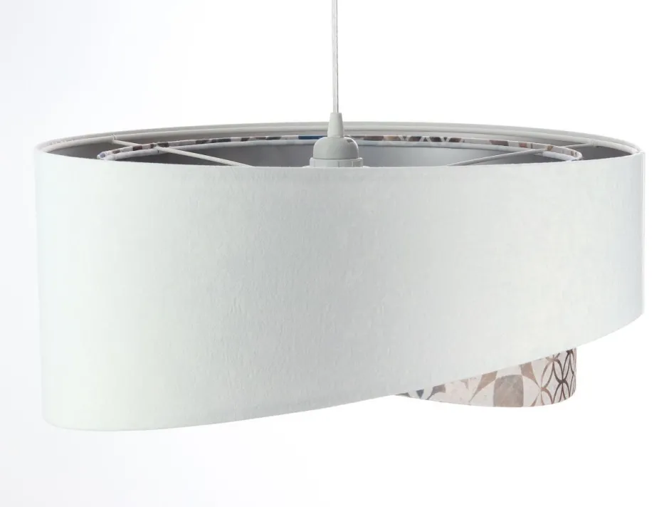 BPS Koncept Hängelampe Weiß Beige Silber E27 Ø 50 cm Stoff Velours Optik< Bürolampen|Schlafzimmer Lampen