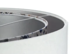 BPS Koncept Hängelampe Weiß Beige Silber E27 Ø 50 cm Stoff Velours Optik< Bürolampen|Schlafzimmer Lampen