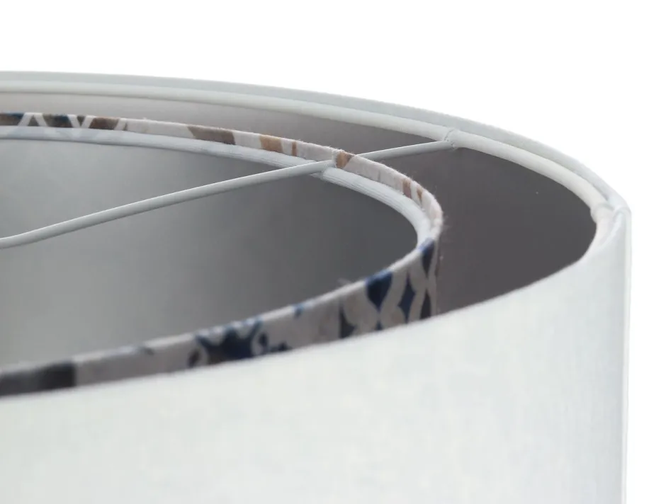 BPS Koncept Hängelampe Weiß Beige Silber E27 Ø 50 cm Stoff Velours Optik< Bürolampen|Schlafzimmer Lampen