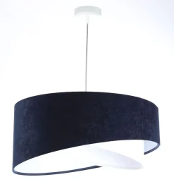 Hängelampen|Bürolampen*BPS Koncept Hängelampe Weiß Blau E27 rund Ø 50 cm Stoff Velours Optik