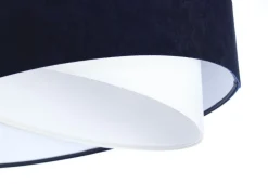 Hängelampen|Bürolampen*BPS Koncept Hängelampe Weiß Blau E27 rund Ø 50 cm Stoff Velours Optik