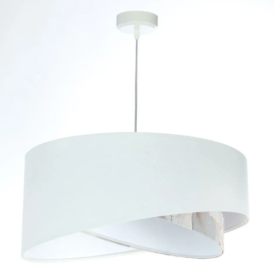 BPS Koncept Hängelampe Weiß Creme rund Ø 50 cm E27 Velours Optik Stoff< Bürolampen|Schlafzimmer Lampen