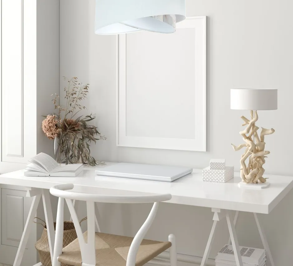 BPS Koncept Hängelampe Weiß Creme rund Ø 50 cm E27 Velours Optik Stoff< Bürolampen|Schlafzimmer Lampen