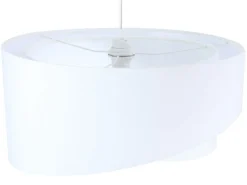 BPS Koncept Hängelampe Weiß E27 rund D: 50 cm Stoff Velours Optik Modern< Bürolampen|Schlafzimmer Lampen