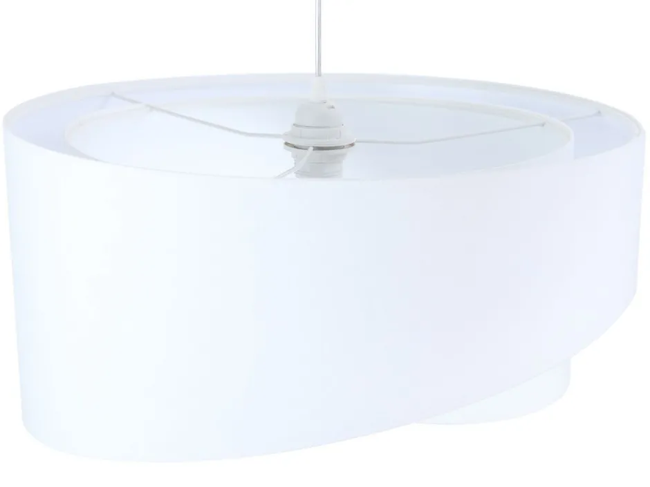 BPS Koncept Hängelampe Weiß E27 rund D: 50 cm Stoff Velours Optik Modern< Bürolampen|Schlafzimmer Lampen