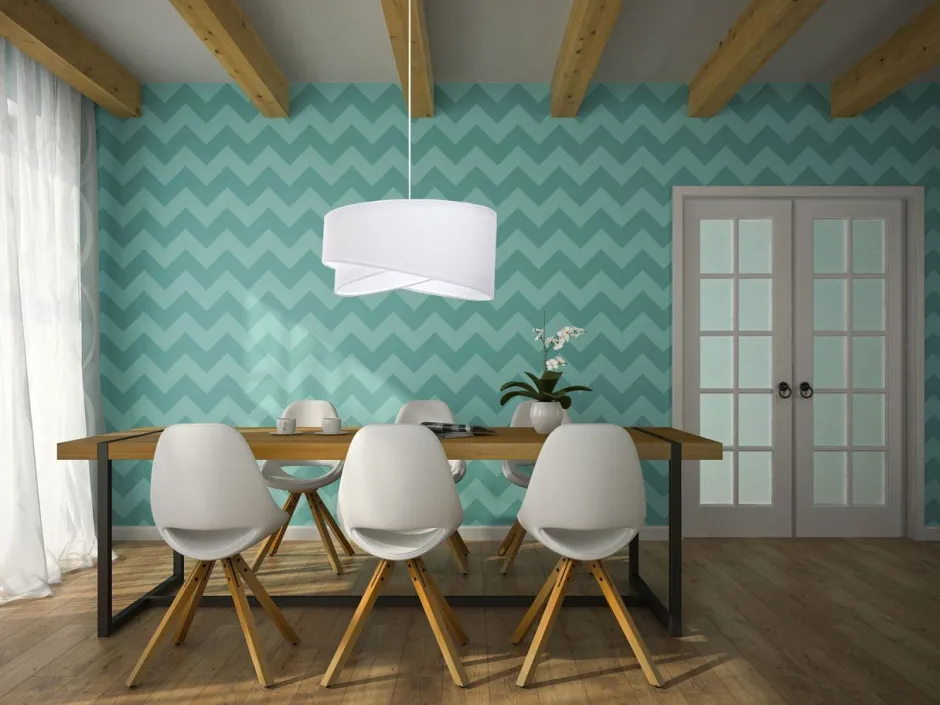 BPS Koncept Hängelampe Weiß E27 rund D: 50 cm Stoff Velours Optik Modern< Bürolampen|Schlafzimmer Lampen