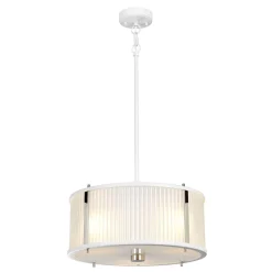 Jugendstil Lampen|Glaslampen*Elstead Hängelampe Weiß Glas Metall Ø40cm rund Jugendstil