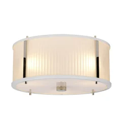 Jugendstil Lampen|Glaslampen*Elstead Hängelampe Weiß Glas Metall Ø40cm rund Jugendstil