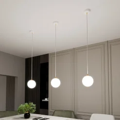 Glaslampen|Retro Lampen*Emibig Hängelampe Weiß Gold E14 Glas Kugelschirm Ø 14 cm