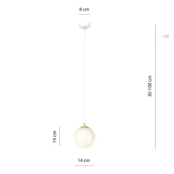 Glaslampen|Retro Lampen*Emibig Hängelampe Weiß Gold E14 Glas Kugelschirm Ø 14 cm