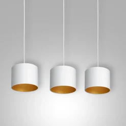 Hängelampen|Bürolampen*Luminex Hängelampe Weiß Gold Stoff Metall L:75 cm blendarm