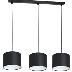 Hängelampen|Bürolampen*Luminex Hängelampe Weiß Gold Stoff Metall E27 L:75 cm blendarm