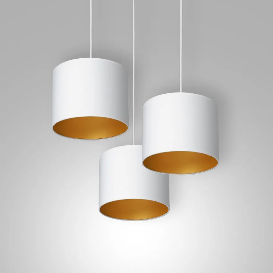 Luminex Hängelampe Weiß Gold Stoff Metall B:45 cm blendarm< Hängelampen|Bürolampen