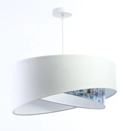 Bürolampen|Schlafzimmer Lampen*BPS Koncept Hängelampe Weiß Hellblau Blumen Print E27 rund D: 50 cm