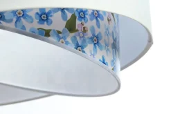 Bürolampen|Schlafzimmer Lampen*BPS Koncept Hängelampe Weiß Hellblau Blumen Print E27 rund D: 50 cm