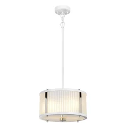 Jugendstil Lampen|Glaslampen*Elstead Hängelampe Weiß Klar Ø30 m rund Esstisch CARILA