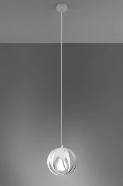 Hängelampen|Esszimmer Lampen*Sollux Hängelampe Weiß Metall Ø 16 cm rund Kugel E27