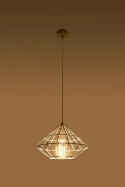 Hängelampen|Wohnzimmerlampen*Sollux Hängelampe Weiß Metall Draht Retro geometrisch E27