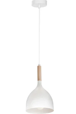 Hängelampen|Esszimmer Lampen*Luminex Hängelampe Weiß Metall Holz E27 Skandinavisch