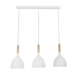Luminex Hängelampe Weiß Metall Holz 3 flammig< Esszimmer Lampen|Wohnzimmerlampen