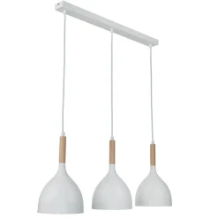 Luminex Hängelampe Weiß Metall Holz 3 flammig< Esszimmer Lampen|Wohnzimmerlampen