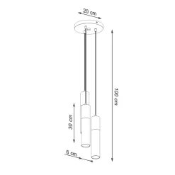 Hängelampen|Esszimmer Lampen*Sollux Hängelampe Weiß Natur 3-flammig GU10 Ø 20 cm Metall Holz