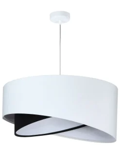 Bürolampen|Schlafzimmer Lampen*BPS Koncept Hängelampe Weiß Schwarz E27 rund Ø 50 cm Stoff Veloursoptik