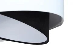 Bürolampen|Schlafzimmer Lampen*BPS Koncept Hängelampe Weiß Schwarz E27 rund Ø 50 cm Stoff Veloursoptik