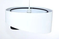 Bürolampen|Schlafzimmer Lampen*BPS Koncept Hängelampe Weiß Schwarz E27 rund Ø 50 cm Stoff Veloursoptik