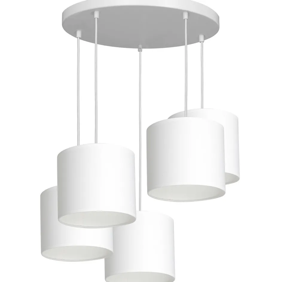 Luminex Hängelampe Weiß Stoff Metall B:58 cm 5-flmg blendarm< Hängelampen|Bürolampen