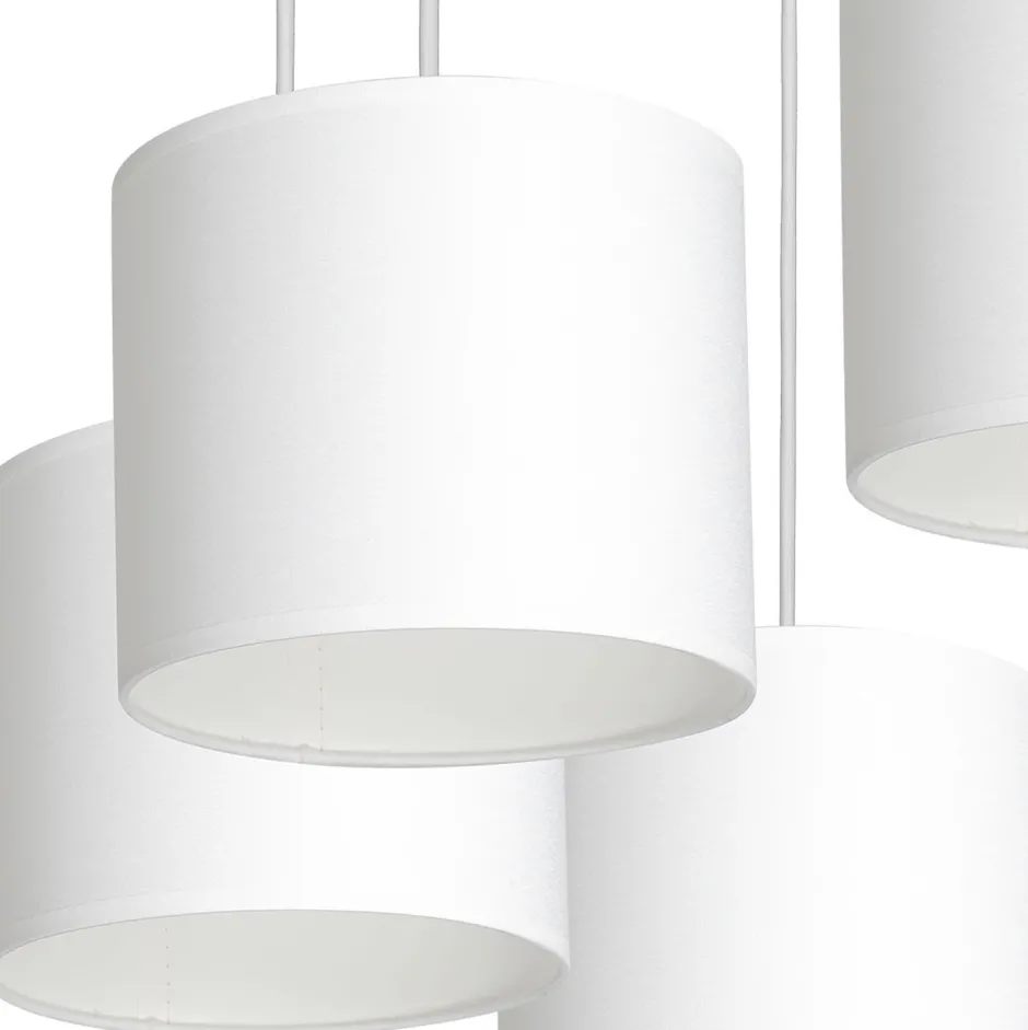 Luminex Hängelampe Weiß Stoff Metall B:58 cm 5-flmg blendarm< Hängelampen|Bürolampen