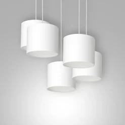 Luminex Hängelampe Weiß Stoff Metall B:58 cm 5-flmg blendarm< Hängelampen|Bürolampen