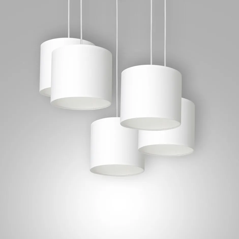 Luminex Hängelampe Weiß Stoff Metall B:58 cm 5-flmg blendarm< Hängelampen|Bürolampen