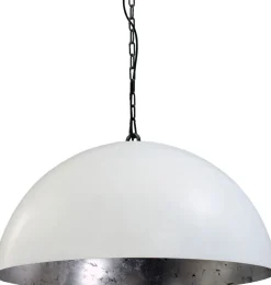 Industrie Lampen|Vintage Lampen*Masterlight Hängelampe XXL Ø80cm Weiß Silber LARINO Handarbeit