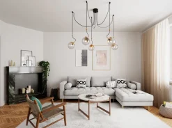 Hängelampen|Wohnzimmerlampen*By Rydéns Hängelampe XXL Metall Rauchglas E27 H: max. 200 cm Retro