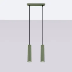 Sollux Hängeleuchte 30 cm breit 2-flammig GU10 Grün Modern aus Alu< Hängelampen|Wohnzimmerlampen