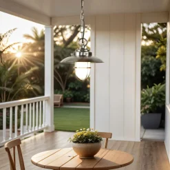 Metall Lampen|Messinglampen*Lido Hängeleuchte Außen Nickel Maritim IP54 Echt-Messing