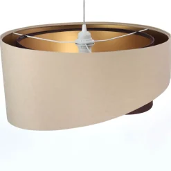Hängelampen|Esszimmer Lampen*BPS Koncept Hängeleuchte Beige Gold Braun Esstisch Lampe