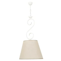 Hängelampen|Esszimmer Lampen*Lamkur Hängeleuchte Beige Landhaus rund Esstisch Stoff