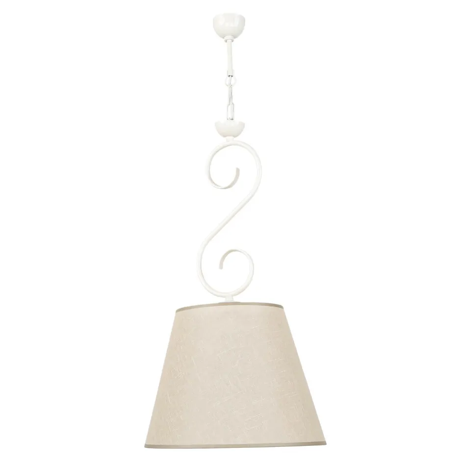 Hängelampen|Esszimmer Lampen*Lamkur Hängeleuchte Beige Landhaus rund Esstisch Stoff