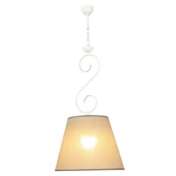 Hängelampen|Esszimmer Lampen*Lamkur Hängeleuchte Beige Landhaus rund Esstisch Stoff