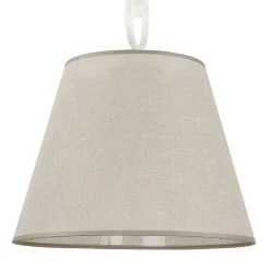 Hängelampen|Esszimmer Lampen*Lamkur Hängeleuchte Beige Landhaus rund Esstisch Stoff