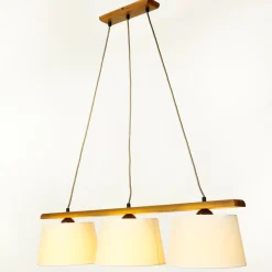 Stofflampen|Holzlampen*Lamkur Hängeleuchte Beleuchtung Holz Rustikal Esstisch