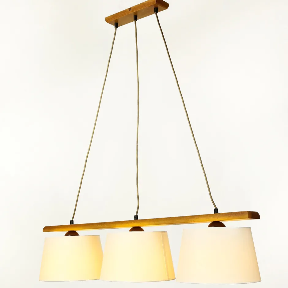 Stofflampen|Holzlampen*Lamkur Hängeleuchte Beleuchtung Holz Rustikal Esstisch