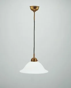 Hängelampen|Bürolampen*Berliner Messingleuchten Hängeleuchte Berliner Messing Glas E27 Ø30 cm rund