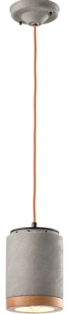 Wohnzimmerlampen|Holzlampen*Ferroluce Hängeleuchte Beton Optik rund Ø 12,5 cm Keramik Holz E27